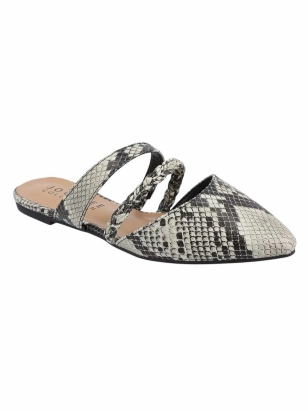 Journee Collection Olivea Pointed Toe Mule Flats Snakeskin Faux Leather 11 NEW